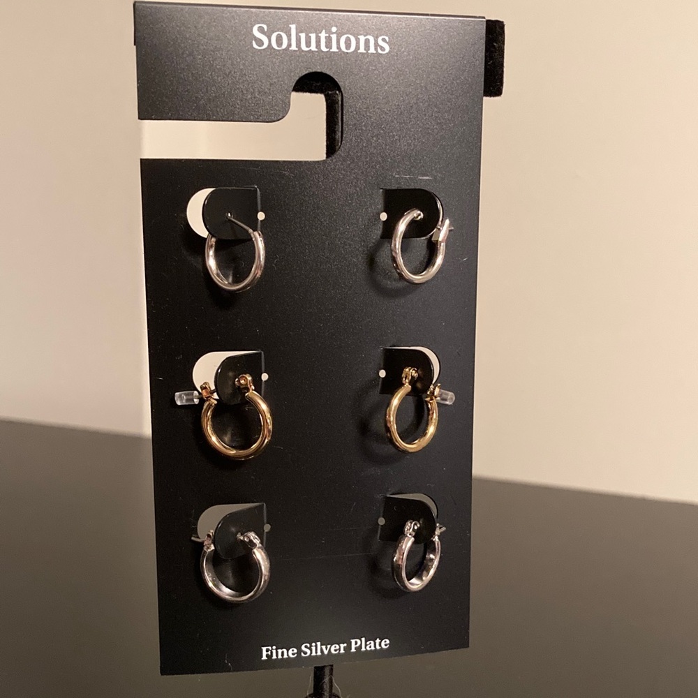 Solutions Silver and Gold Hoop Earrings Set